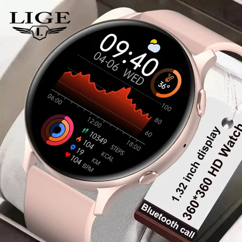 Imagen 1 del producto Reloj Inteligente LIGE con Medición de Temperatura Corporal, Pantalla HD 360, para Hombre y Mujer, con Función de Contestar y Realizar Llamadas, Reloj Inteligente con Pulsera para Hombre y Mujer
