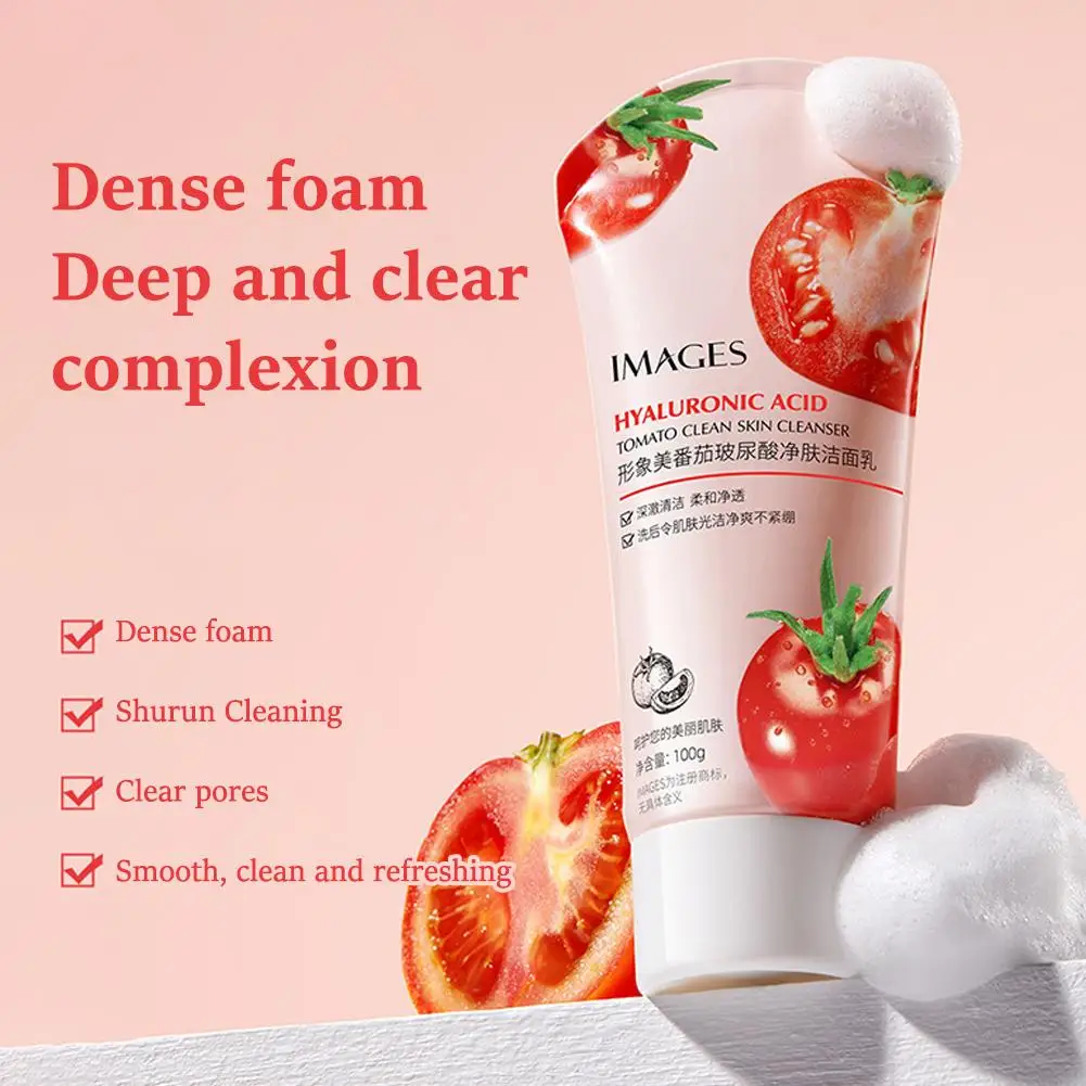 Tomato Hyaluronic Acid Cleaning Skin Facial Cleanser Pore Product Moisturizing Face Improve Dull Gentle Washing Cleansing C9T2