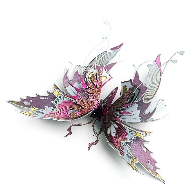 3D Metal Puzzle Beautiful Colorful Butterfly DIY Handmade Animal Exquisite Butterfly Insect Assembly Model Jigsaw Puzzle Toys