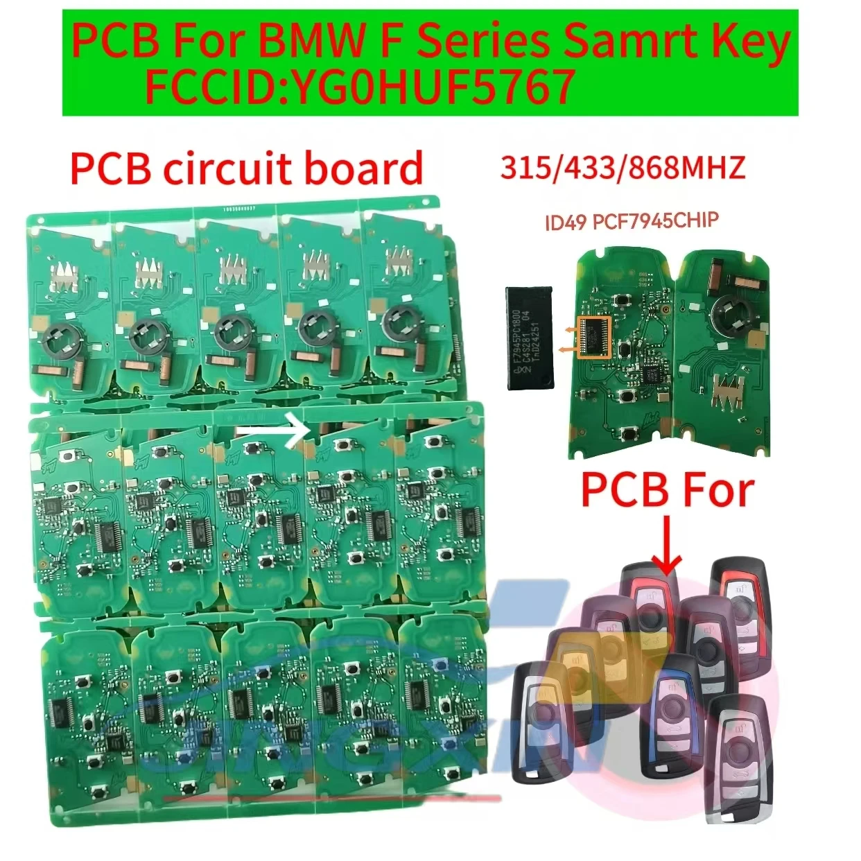 

Jingxin Car Remote Key PCB For BMW 1 3 5 7 Series 523 528 535 550 318 320 325 328 330 F System CAS4 CAS4+ ID49 HITAG-PRO car PCB