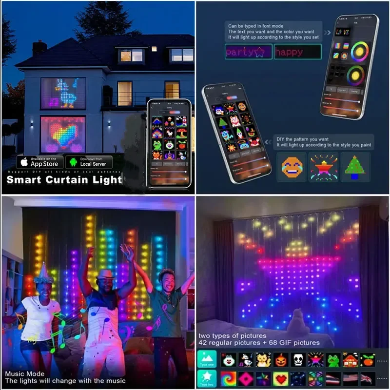 Guirxiété Lumineuse Intelligente LED RGB IC pour Noël, Décoration de ixde Mariage, Nouvel An, DIY