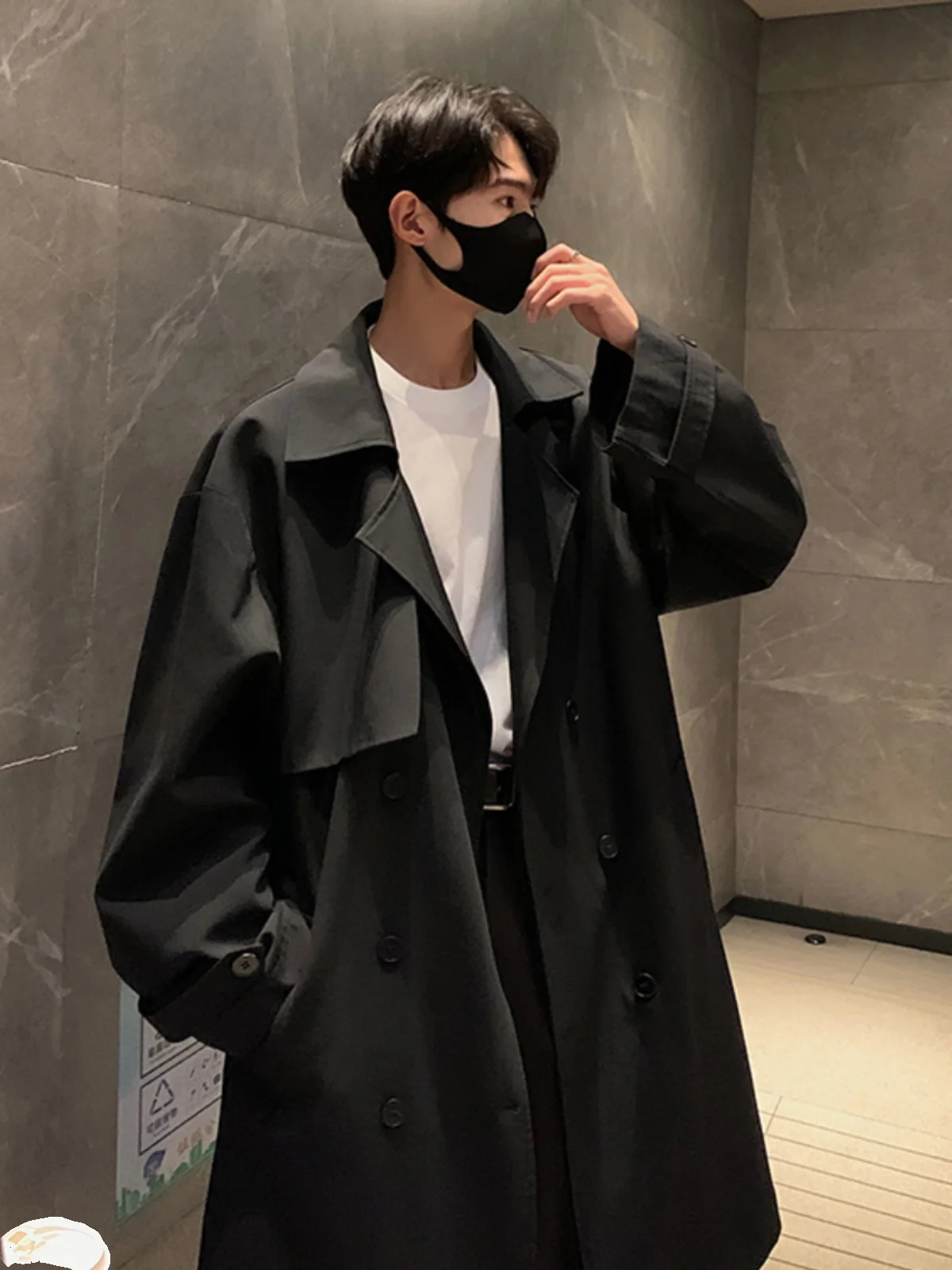 

Мужское длинное пальто Bla Barman: ветровка в корейском стиле, повседневный молодежный осенний костюм из полиэстера