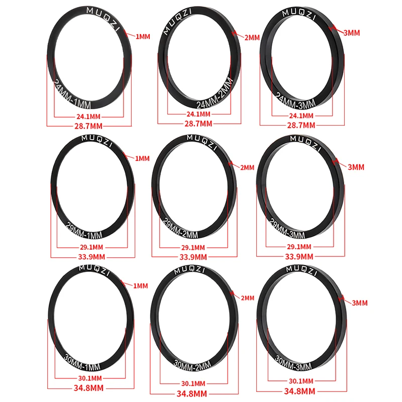 MUQZI 5PCS Crankset Washer BB30 BB86 BB91 BB92 PF30 MTB Road Bike Crank Washer 24 29 30MM Crank Spacer