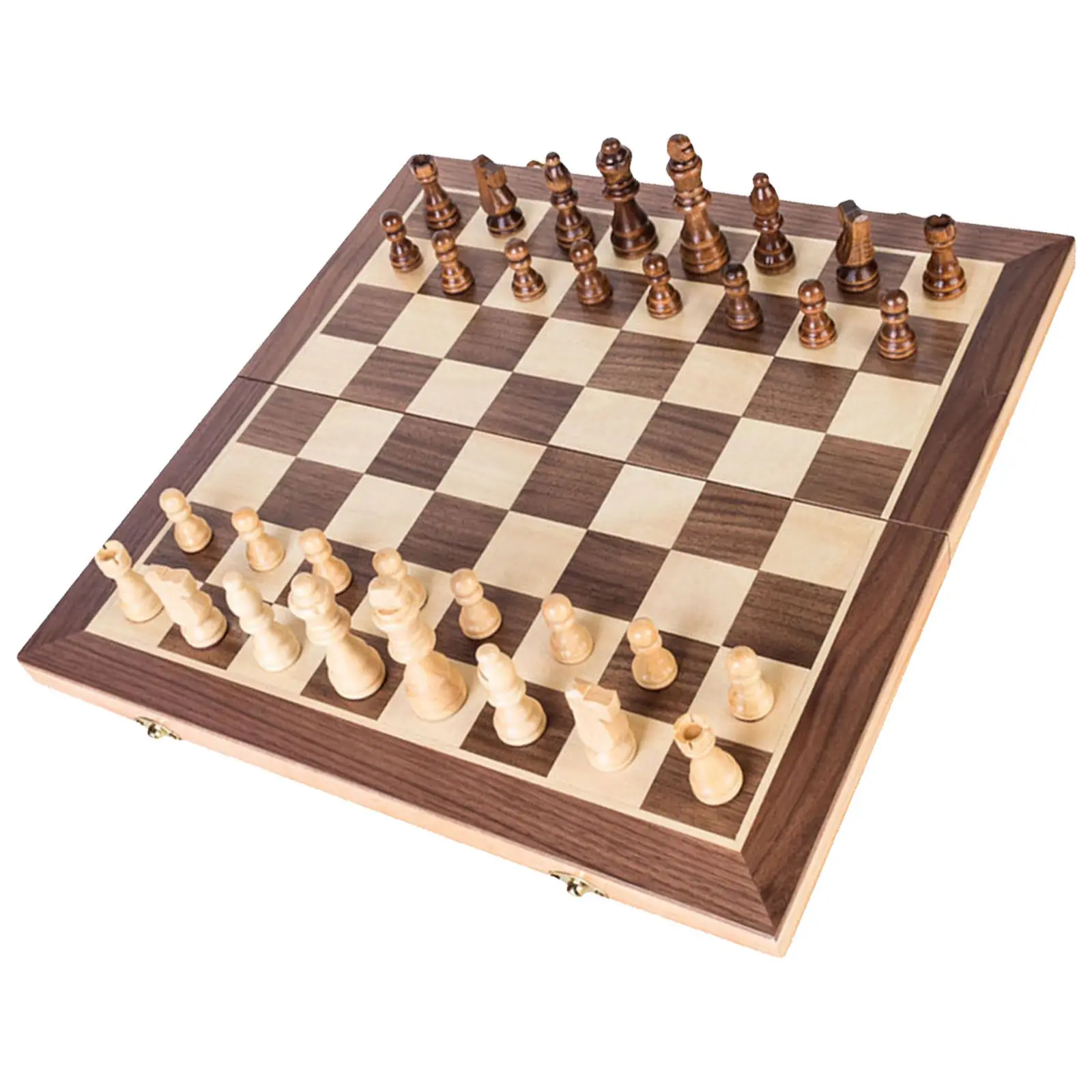 

Wooden Folding Chessboard Chess Set 40Cm Board Size 8Cm Highest Piece Height Portable Strategy Game Travel