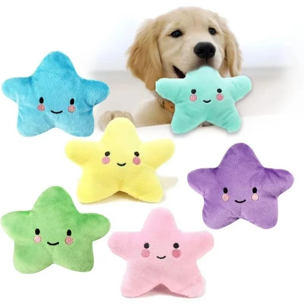 Pet Plush Squeaky Pentagram Star Toy for Dogs Cats Bite Resistant Molar Crystal Super Soft Pet Chew Supplies