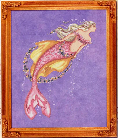 

Cross stitch kit～BF pink mermaid Colorfually fabric Counted Cross Stitch 14CT 28CT Cross Stitch Kits Embroidery Needlework Sets