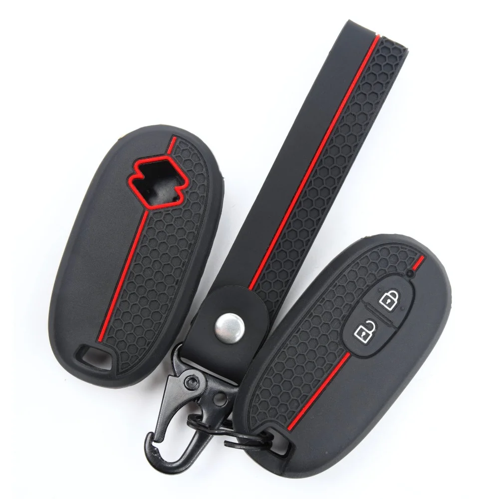 Silicone Remote Key Case For Suzuki Wagon R Every Hustler Palette Solio Alto Lapin Spacia with swivel clip Secure Grip