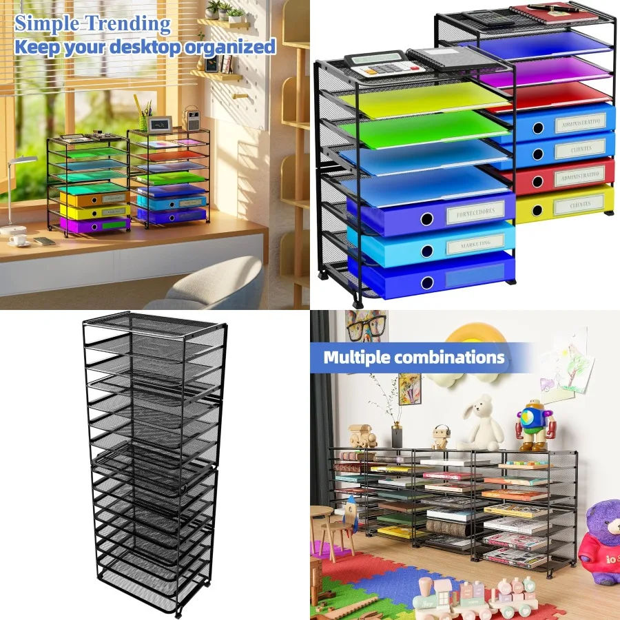 

2 упаковки, 8-уровневый лоток для писем, бумажная сетка, настольный органайзер для файлов для офиса и школы, черный — эффективное вертикальное хранилище S