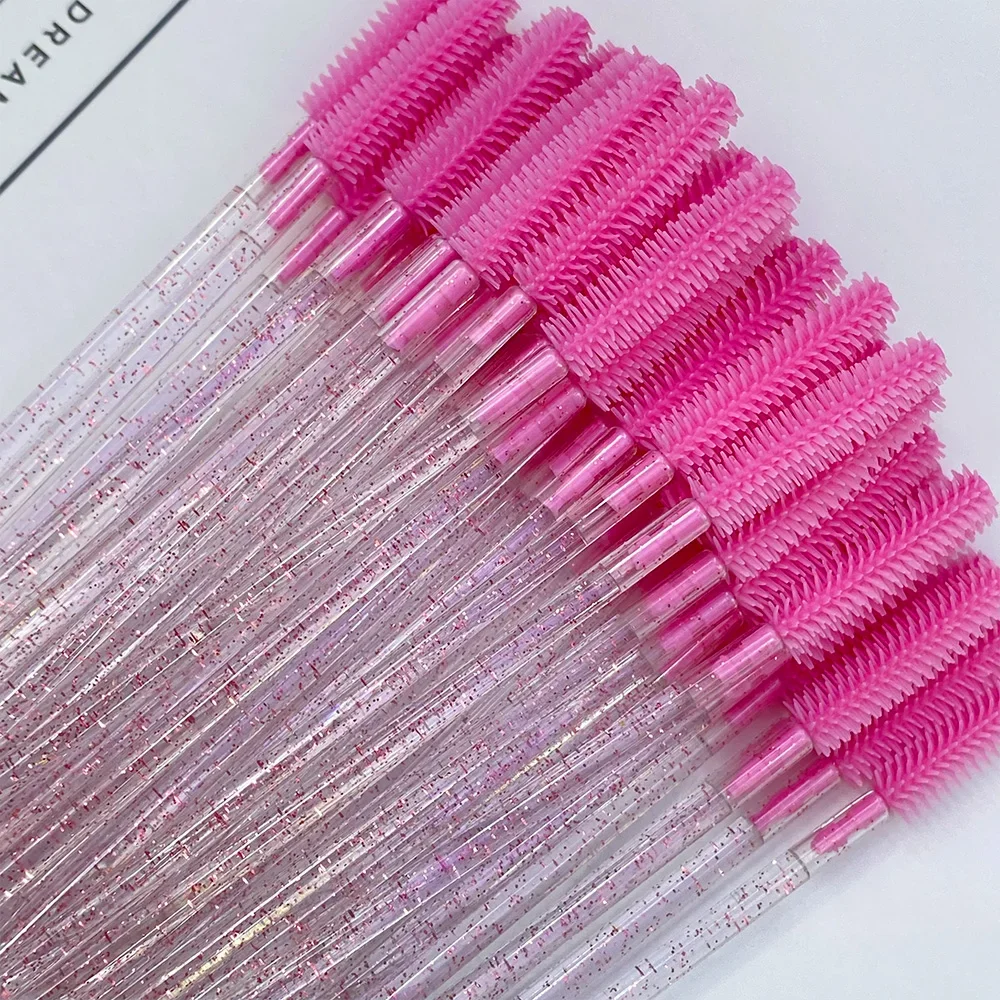 300 pièces pinceau de maquillage en cristal poignée en diamant brosses à sourcils en Gel de Silicone peigne à cils Mascara baguette outils d'extension de cils