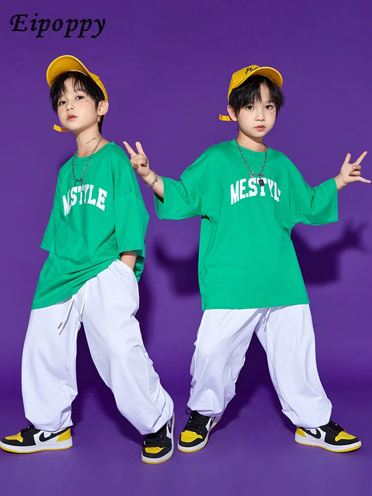 بدلة أطفال فضفاضة بأكمام قصيرة ، ملابس هيب هوب عصرية للأولاد ، وسيم