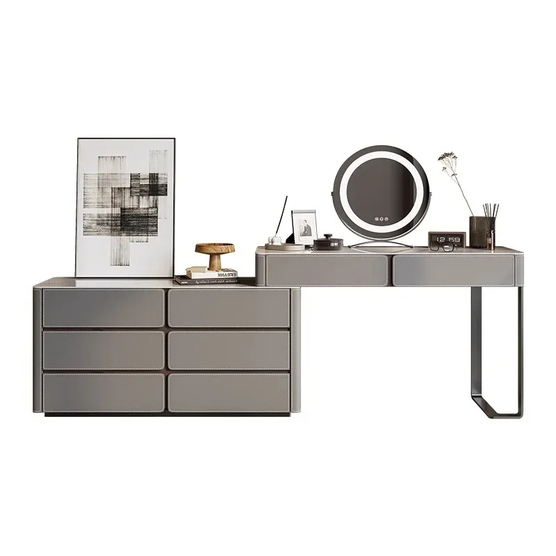 # Dressing Table Makeup Rock Slab Vanity Retractable Chest Of Drawers Storage Locker Bedroom Dresser Integrated Storage Cabinet
