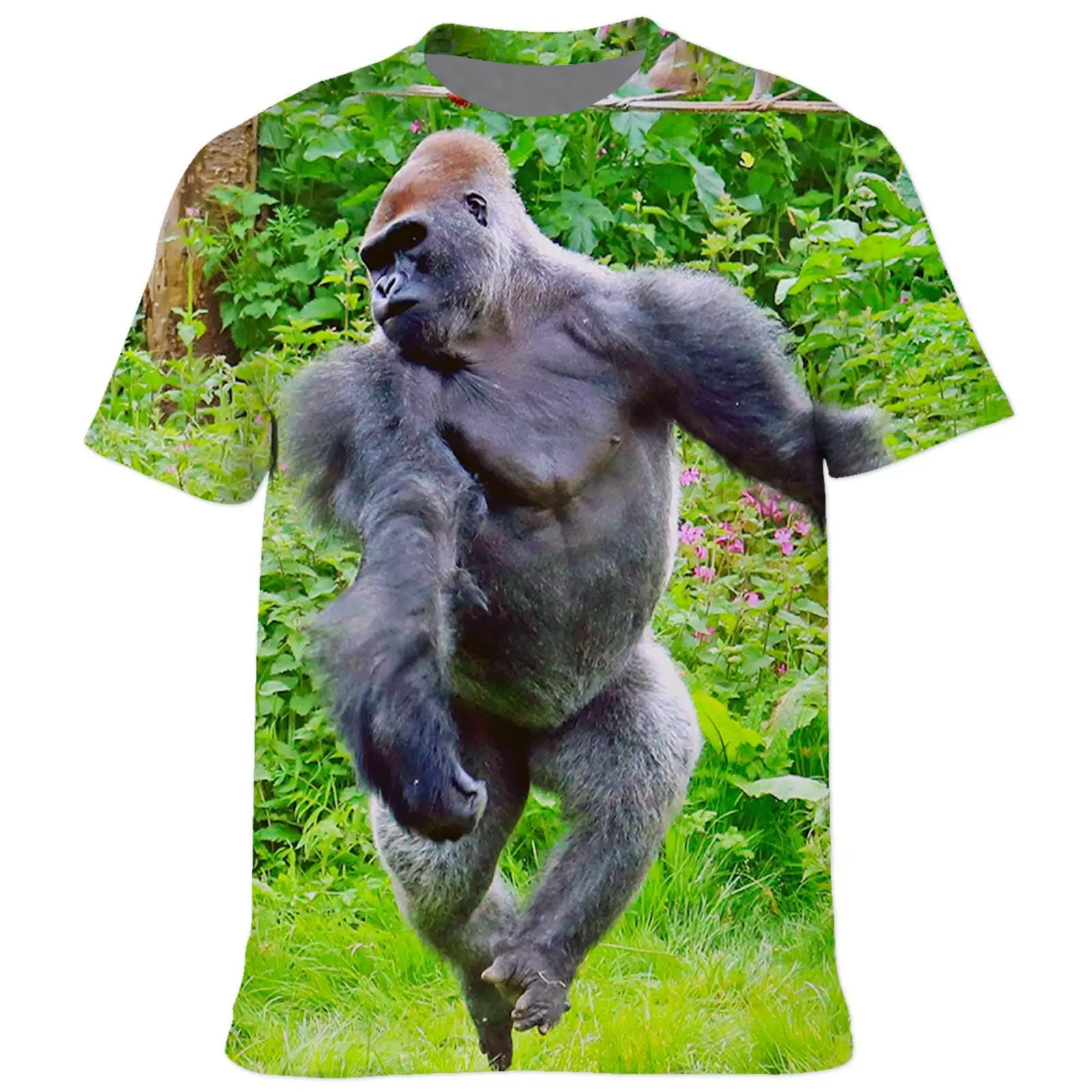 New Summer Adult Men's And Children's Short Sleeve T-shirt Monkey 3d Print Gorilla Fun Pattern Clothing Fashion Street Thin Top