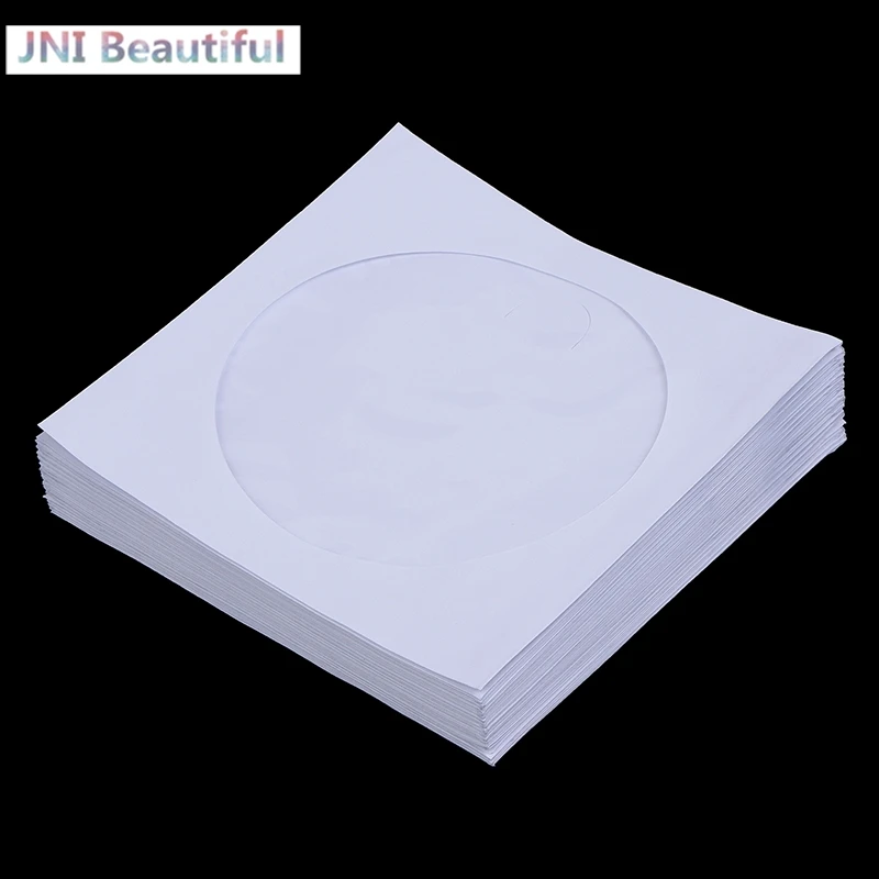 10/50PCS White 12.5*12.5CM CD DVD Disc Paper Sleeves Envelopes Storage Clear Window Case Flap White Folded Paper Bag CD Sleeves