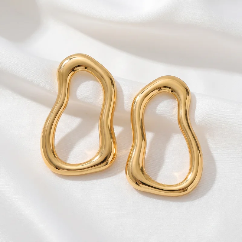 Ins Popular Chunky Irregular Pear Hollow Stud Earrings Large Statement Earrings European American Trendy Women Jewelry