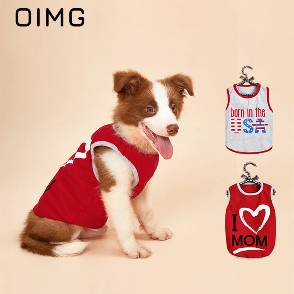 

OIMG Valentine's Day Pet Supplies Independence Day Cat Dog Summer Tank Top for Outgoing Traction Clothing Printed Small Dog Vest