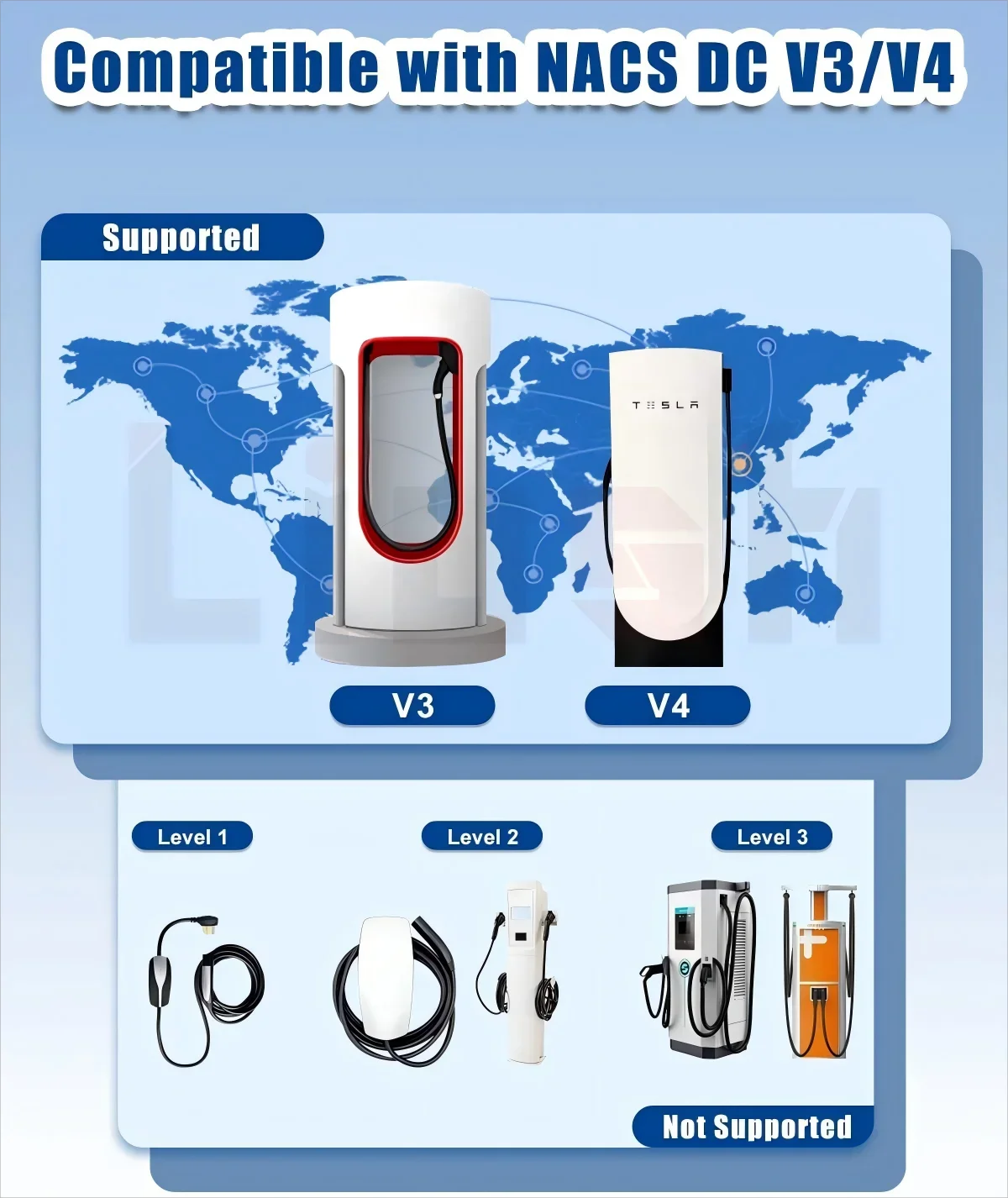 الجملة DC EV مهايئ شاحن NACS إلى CCS كومبو 2 CCS1 J1772 EV شحن سريع كوام مهايئ شاحن مع حماية السلامة