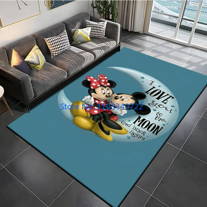 

Anime Cute Moon Mickey Love Minnie Mouse Rug Carpet Decor for Living Room Children Bedroom Sofa Doormat Bathroom Kids Floor Mat