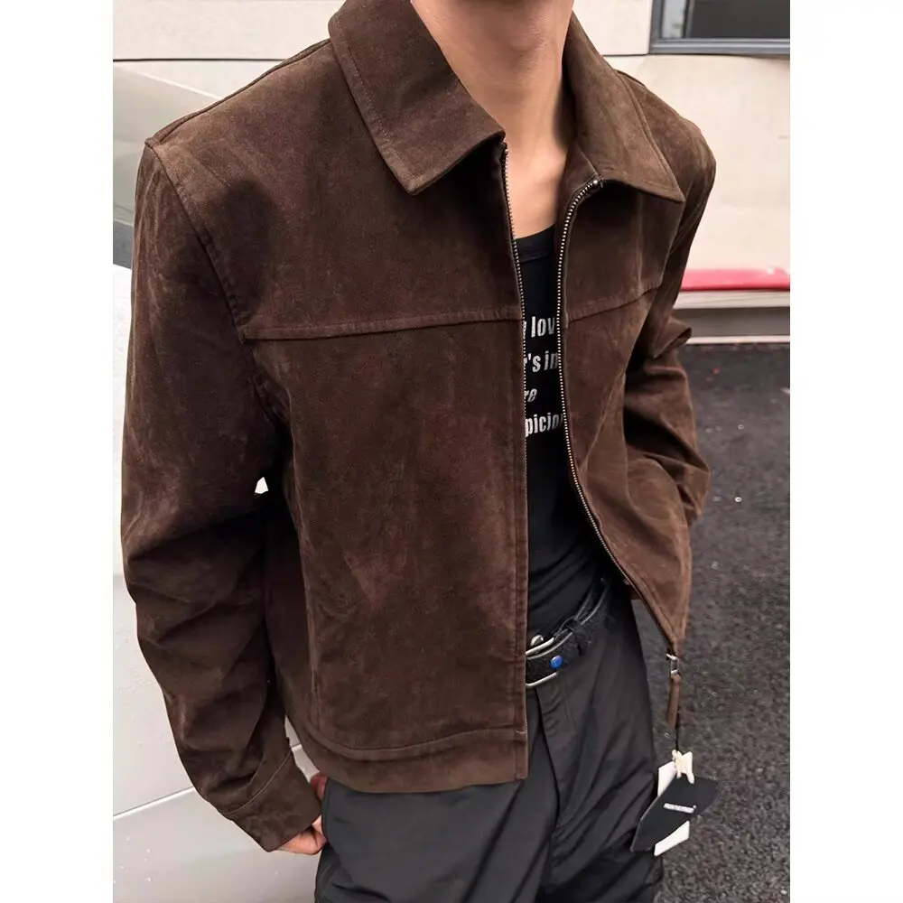 

Американский Sle большого размера Jaet, осенне-зимнее мужское пальто с воротником и галстуком-красителем, повседневное кожаное пальто высокого качества