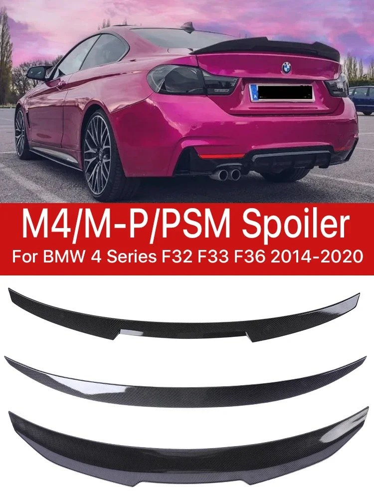 

New! Carbon Fiber Rear Bumper Lip Roof Trunk PSM M4 Style Spoiler Kit Wing Tail for BMW 4 Series F32 F33 F36 2014-2020 Gloss Bla