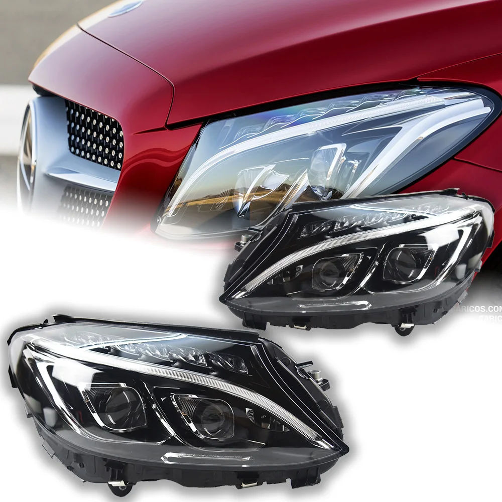 AKD Car Styling Head Lamp for Benz W205 Headlights 2014-2017 C300 C260 C-Class LED Headlight Projector Lens DRL Auto Accessories