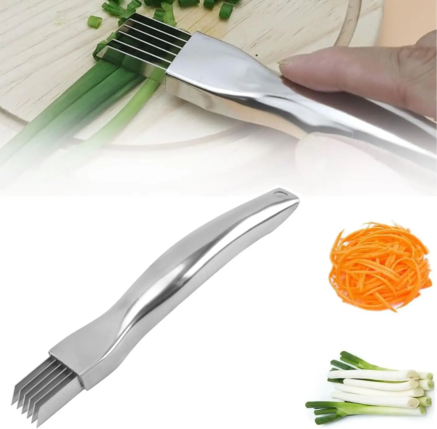 Scallion ,Kitchen Scallion  Shred  with Stainless Steel Scallion ,Food Speedy Chopper for Kitchen Cutting Vegetable Onion Garlic