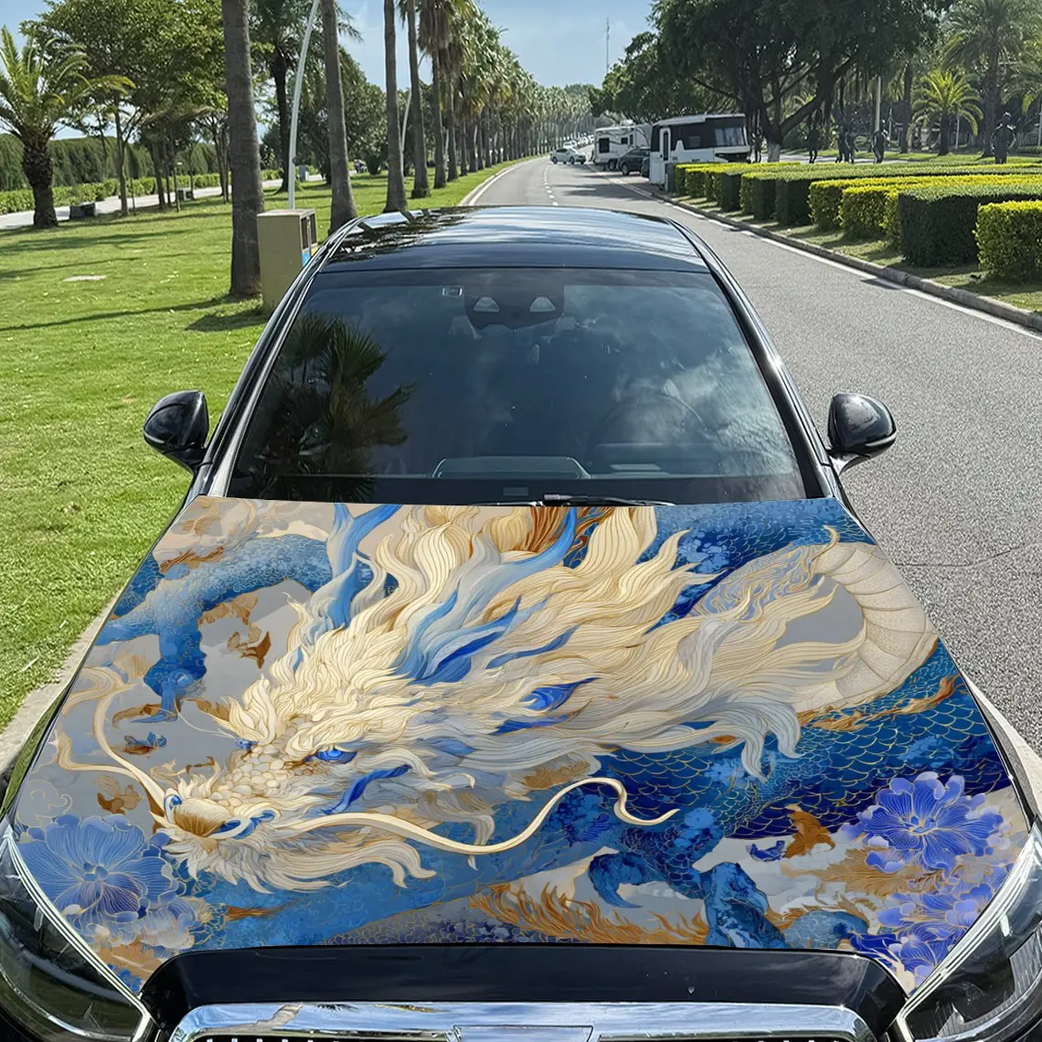 

Chinese Style Auspicious Dragon Pattern car hood stickers, waterproof self-adhesive, scratch resistant, easy to stick, durable c