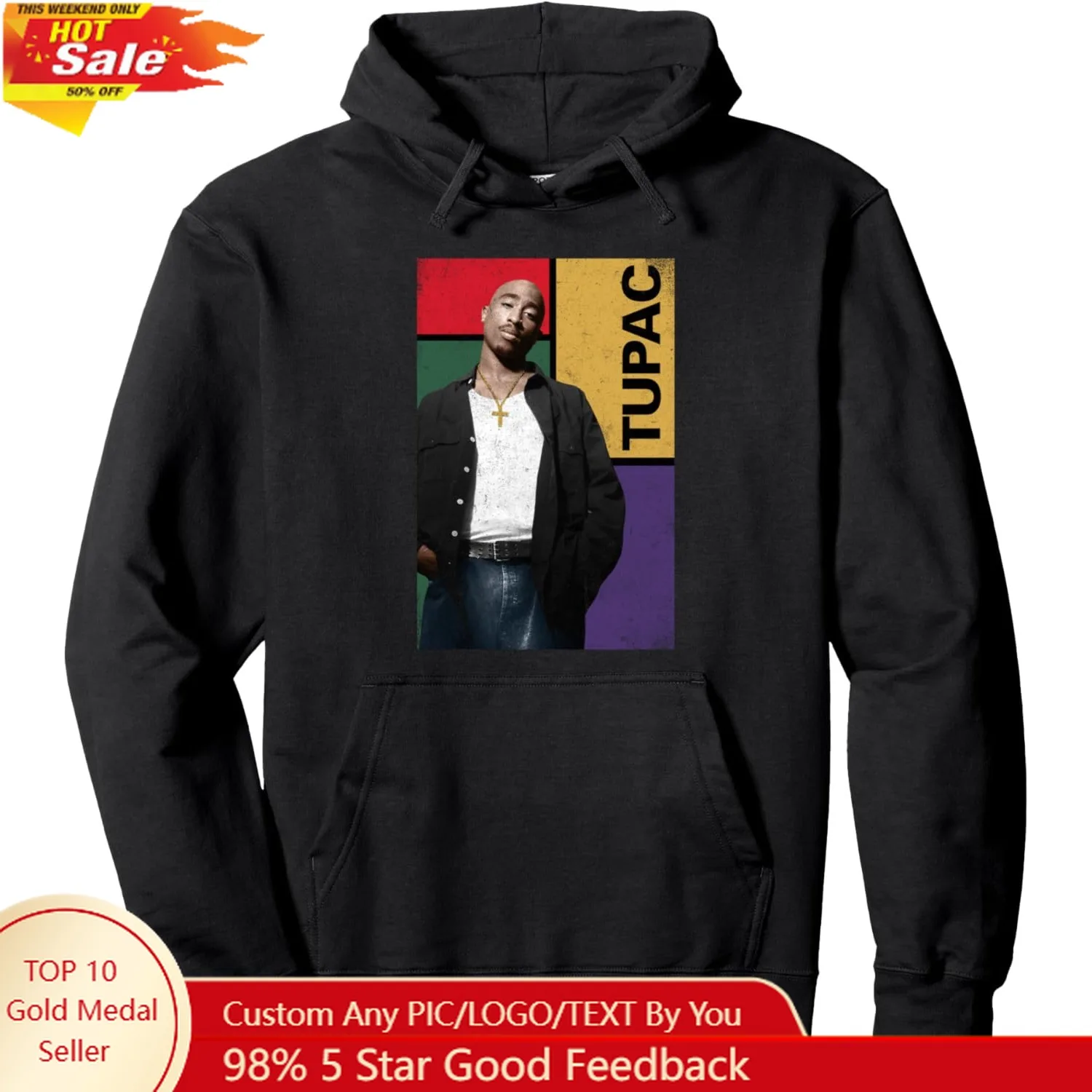 

2PAC Tupac Vintage Squared Pullover Hoodie
