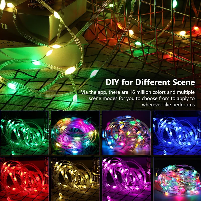RGB LED Strip Lights DIY Smart String Fairy Light Christmas WS2812B Bluetooth Garland Light Waterproof for Party Room Decoration