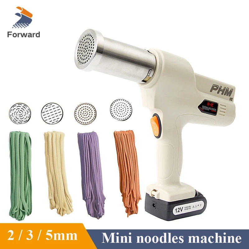 

Mini Portable Noodles Making Machine Home Use Handheld Pasta Noodle Machine with 4 molds 2/3/5mm Noodles