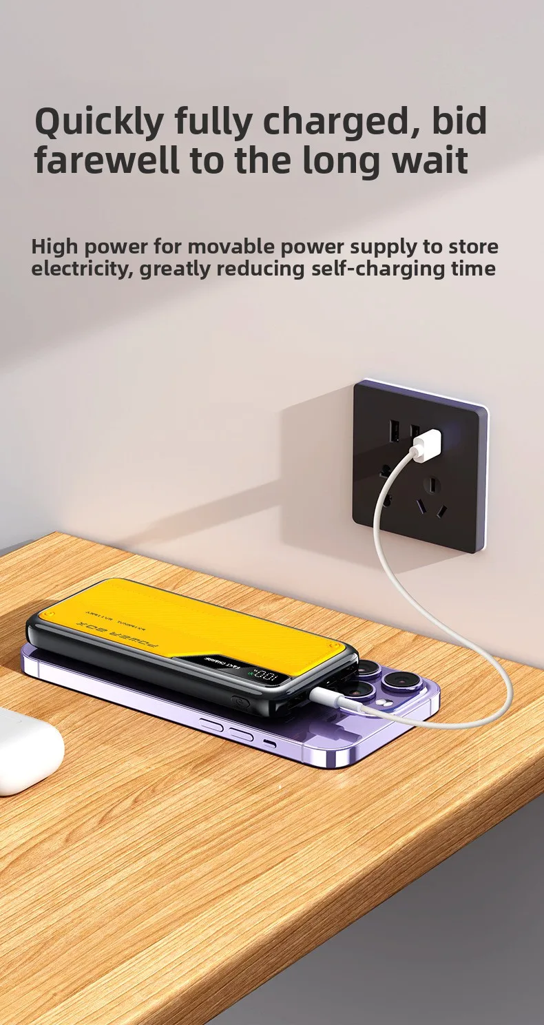 10000mAh 20000mAh 22.5W Carga Super Rápida Para iPhone Para Samsung Para Xiaomi Para Huawei Compacto Portátil Cabos Embutidos