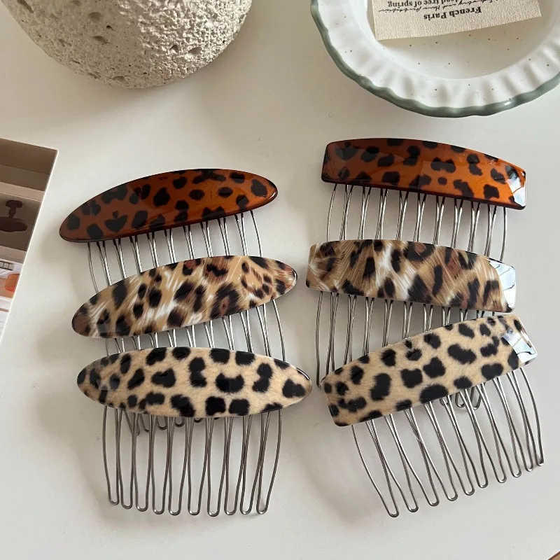 

Leopard Print Acrylic Hair Comb for Bangs and Updo Style Premium Durable Non Slip Lightweight Versatile Styling Tool for Women