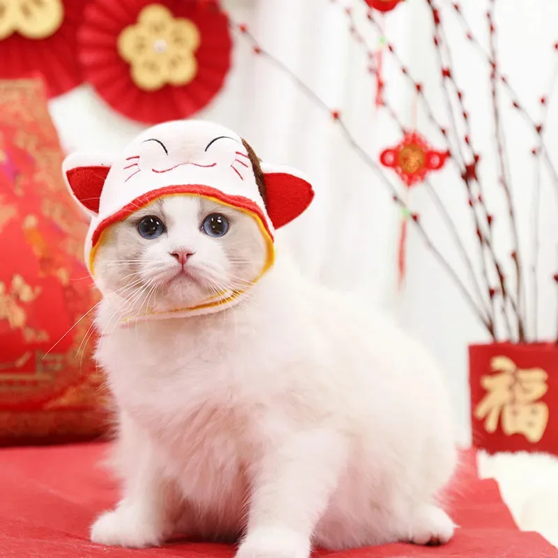New Funny Pet Dog Cat Cap Costume Warm Rabbit Hat Chinese New Year Party Christmas Cosplay Accessories Photo Props Headwear