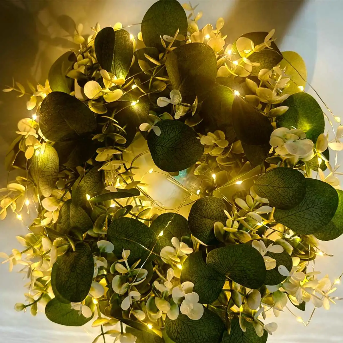 

LED copper wire lamp with flower wreath, 30cmx30cm flower wreath lamp, powered by battery box, suitable for home decoration and
