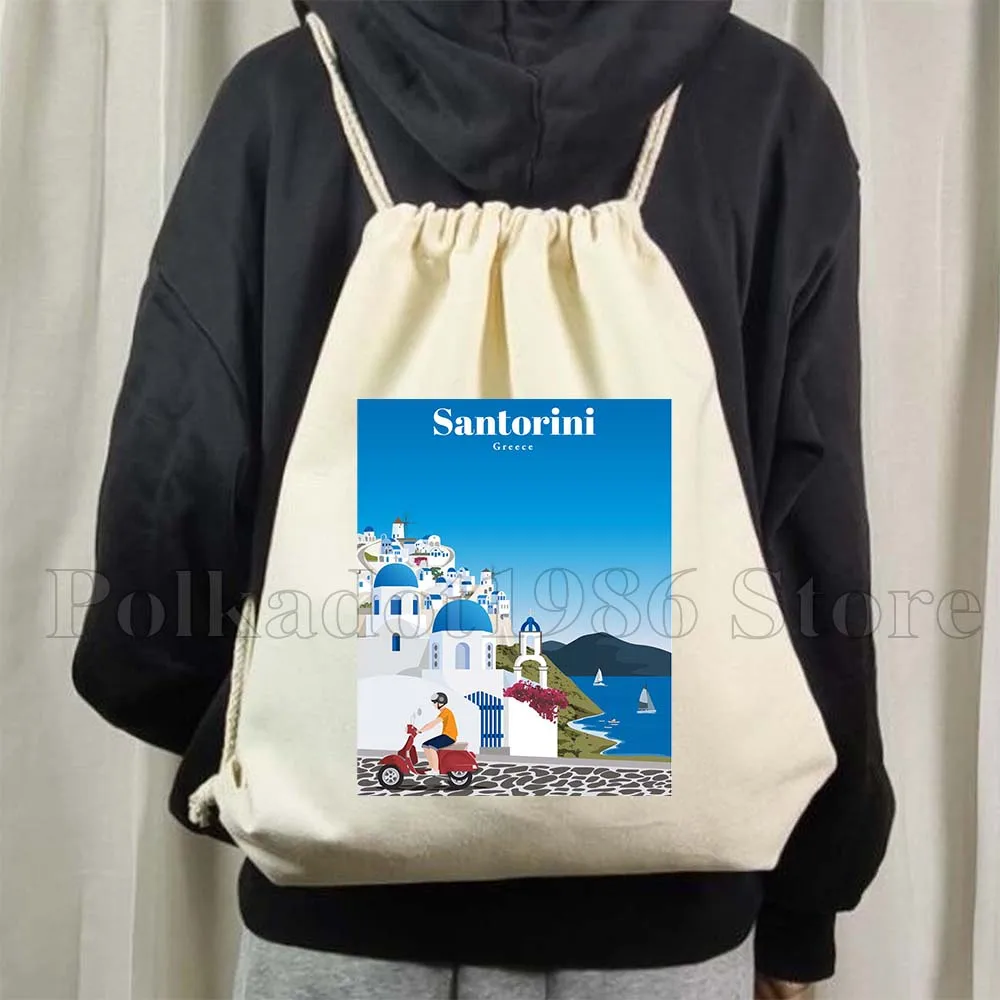 Lake Como Kyiv Milan Rio De Janeiro San Diego Santorini Greece Sydney Tokyo Reykjavik Drawstring Bag Soccer Backpack Sackpack