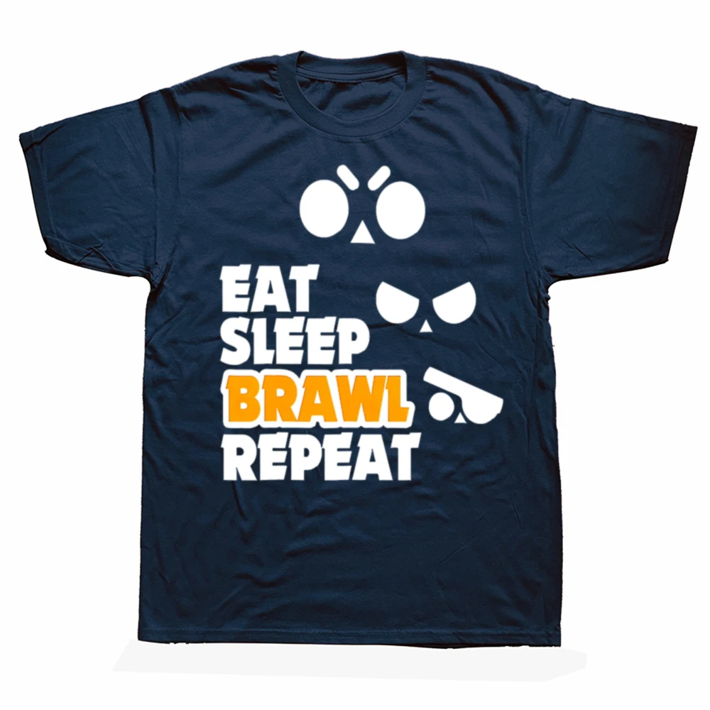 

Новая модель 2025 года Eat Sleep Brawl Repeat Gamer Mobile Game Brawl with Stars Футболка с графикой Customs Fitted Футболки для мужчин Футболки M