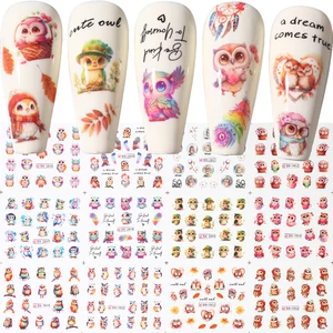 لطيف الكرتون البومة مسمار ملصق الماء ، ملصقات أنيمي ، نقل مانيكير ، زخرفة فنية ، صفائح لاصقة ، حلم الماسك ، طائر ، 12 قطعة أعلى 6 مبيعات ريش الصقر - رقم 6