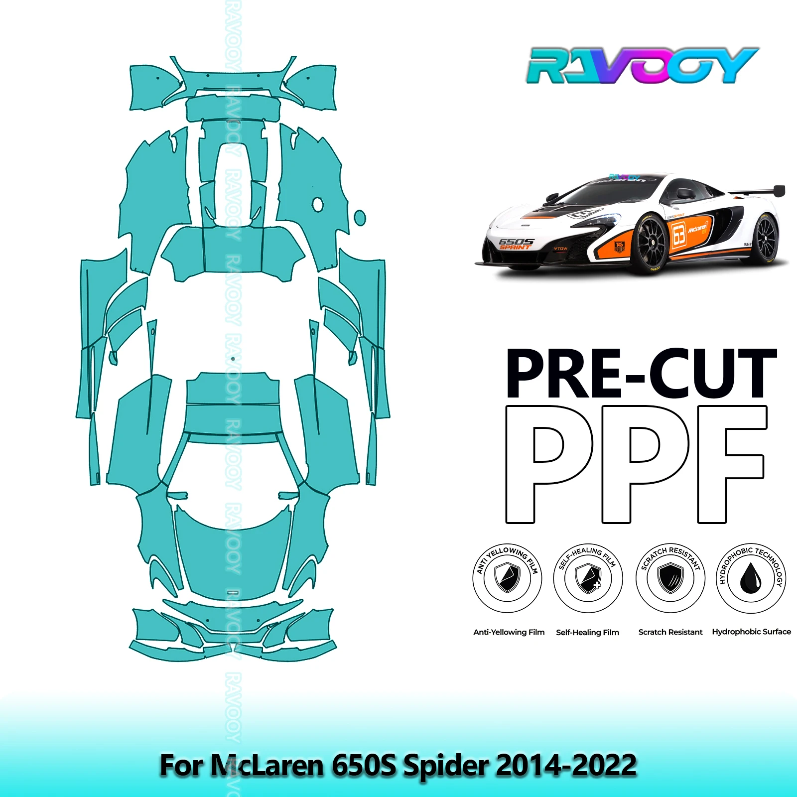 

8.5Mil Precut PPF Paint Protection Film Full Vehicle For McLaren 650S Spider 2014-2022