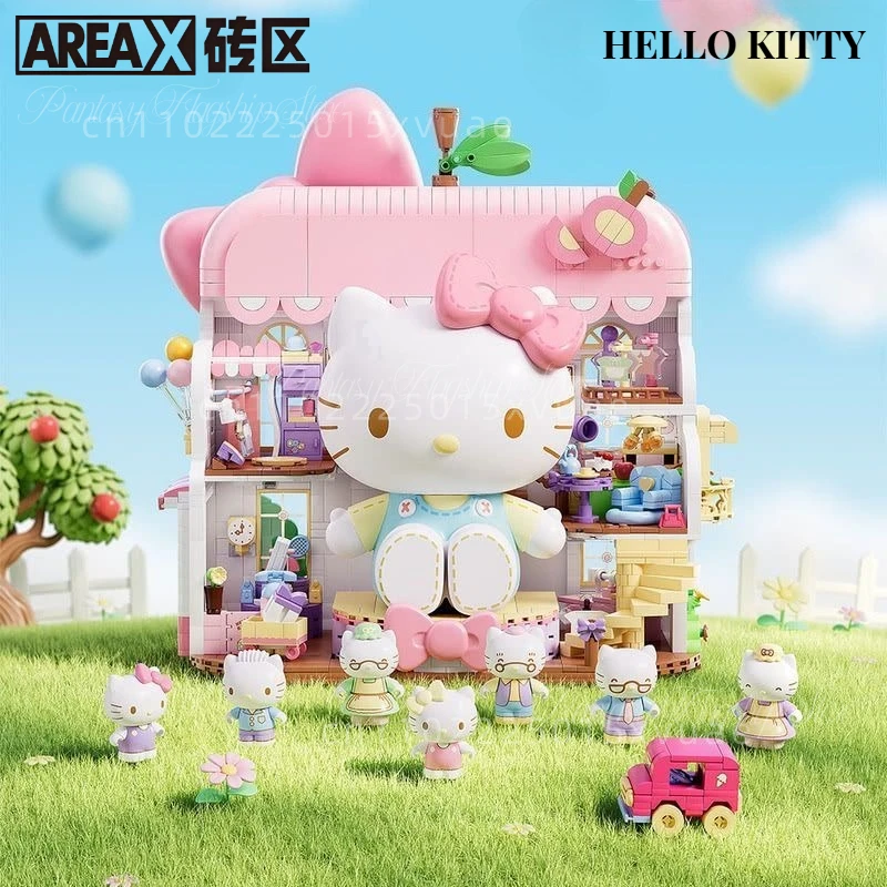 

NEW AREA-X Sanrio Building Blocks Hello Kitty Large Street View Assembly Toy Models Desktop Decoration Collectible Holiday Gifts