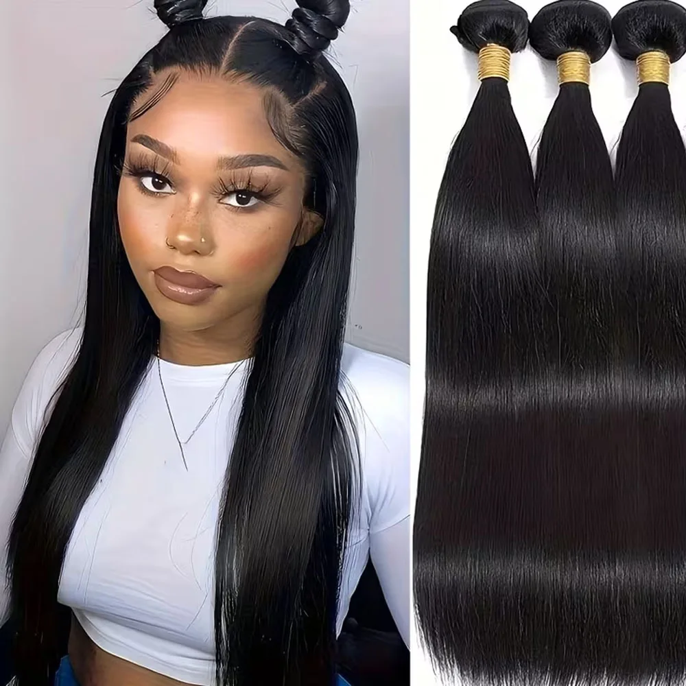 

Brazilian Straight Human Hair Bundles 1/3/4 pcs Human Hair Weave Bundles 12-42 Inch Remy Human Hair Extensions For Women
