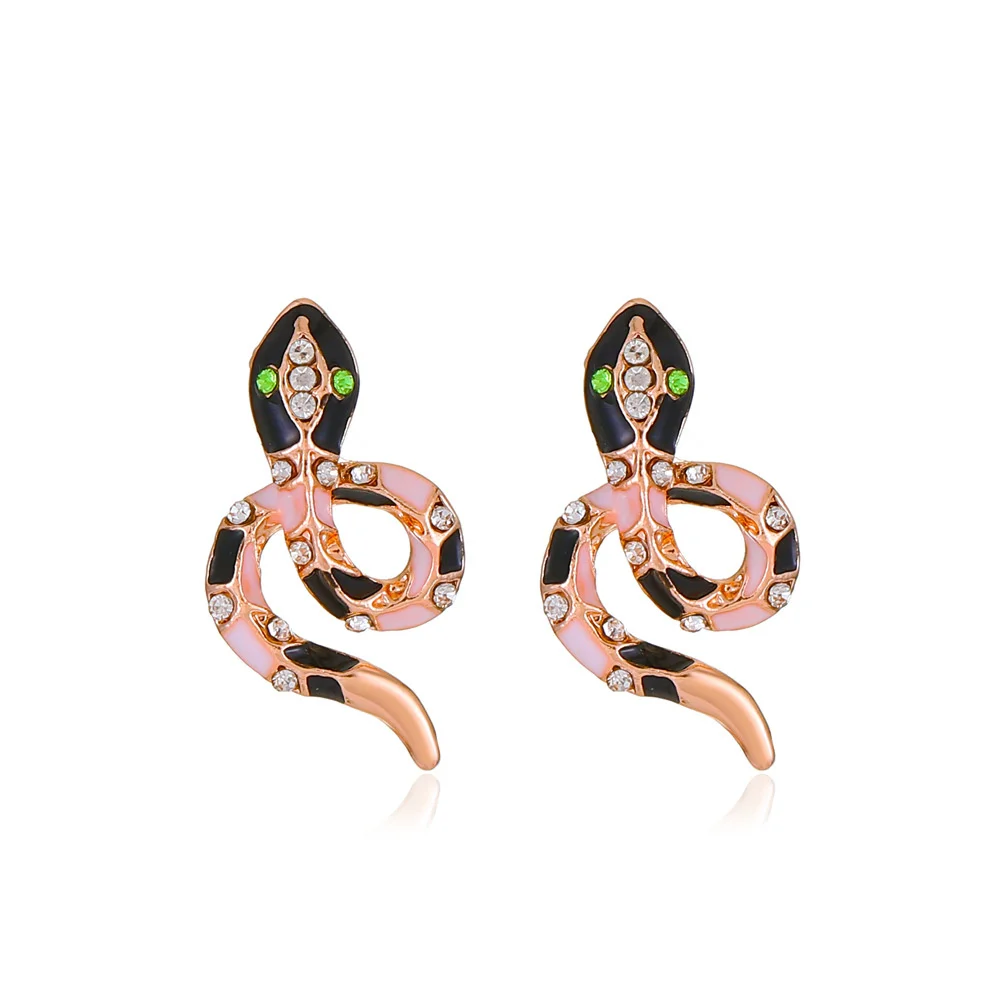 Creative Serpent Snake Earrings for Women Vintage Cool Cobra Animal Charm Zircon Earwear Femme Party Jewelry Accessories Gift