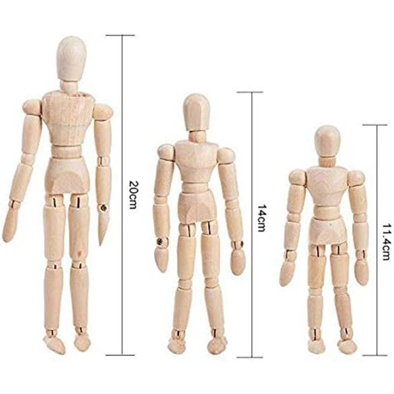 Maniquí de madera Blockhead, figura de artista de madera, modelo de muñeca para boceto de carbón, decoración de escritorio para el hogar y la Oficina, regalo