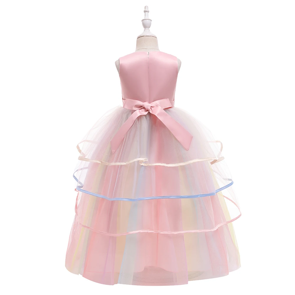 Teens Unicorn Girls Party Dresses Christmas Costumes Flower Wedding Princess Birthday Dress for Girl Rainbow Unicorns Prom Gown