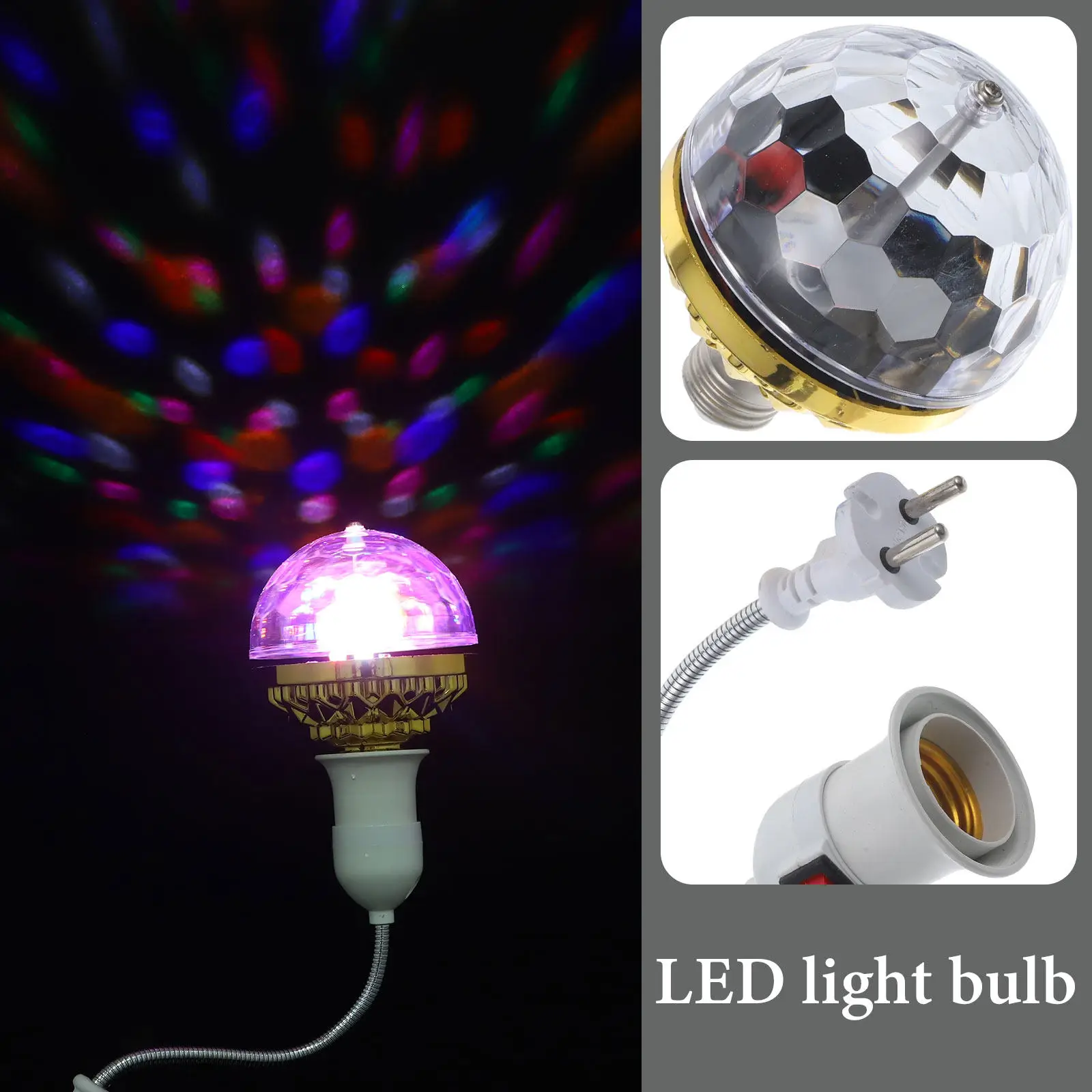 

2Sets E27 Plug in Disco Light Seven Ball Rgb Rotating LED Party Light for Club Bar Home Stage Dj Small Disco Ball