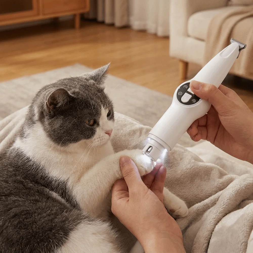 USB Rechargeable Pet Electric Clipper Safety Waterproof Cat Nail Clippers LED Display Low Noise Pet Grooming Kit Home Use