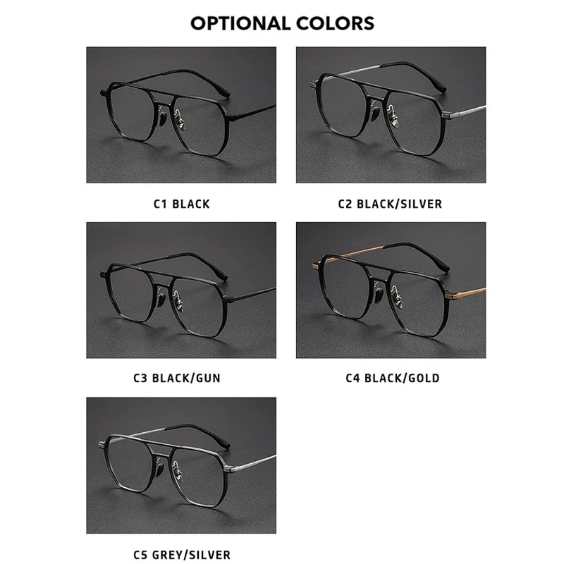 KANSEPT Large Frame Aluminum Frame Titanium Business Anti-Blue Light Reading Glasses Men Ladies Customizable Prescription Women