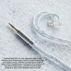 SIMGOT-Cable EM2R EM1EK3 MT1 MT3 16 Core Earphones, Silver Plated Upgrade OCC with MIC 4.4mm Balance 2.5 3