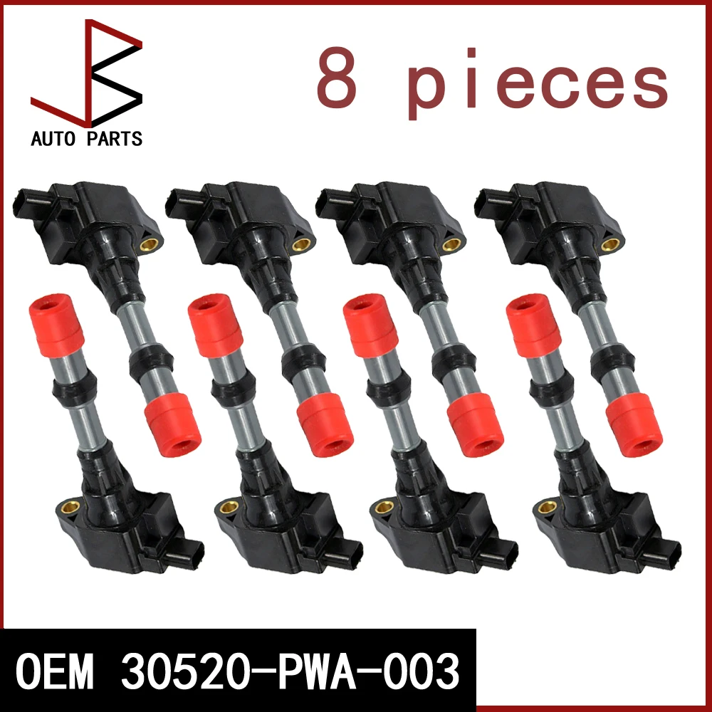 

8PCS OEM 30520-PWA-003 CM11-109 Front and Rear Ignition Coil For Honda CITY Civic 7 8 VII VIII JAZZ FIT 2 3 III 1.2 1.3 1.4