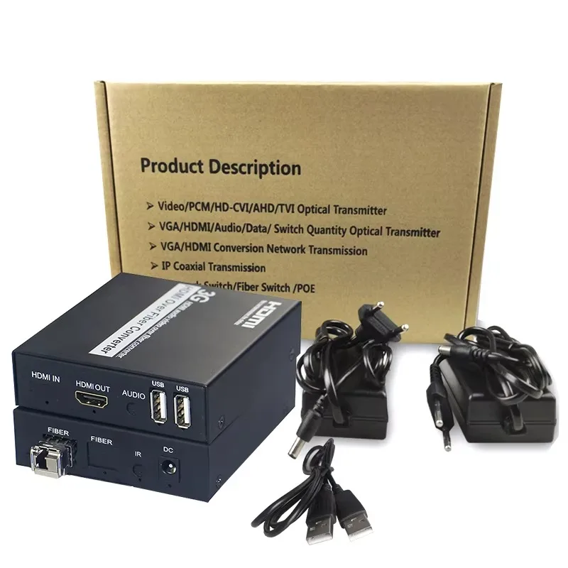 Uncompressed H-DMI KVM USB to Optical Converter ไม่มีกรอบลดลง Zero Latency H-DMI เมาส์คีย์บอร์ด Optical Converter 1200P @ 60Hz