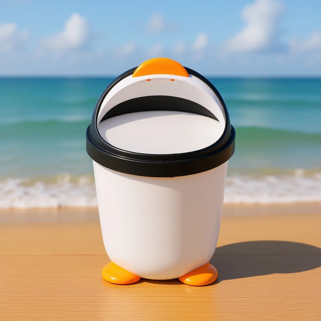 

Penguin Swing Lid Trash Can Large Capacity Kawaii Desktop Dustbin For Bedroom Office Car Kitchen Bathroom Plastic
