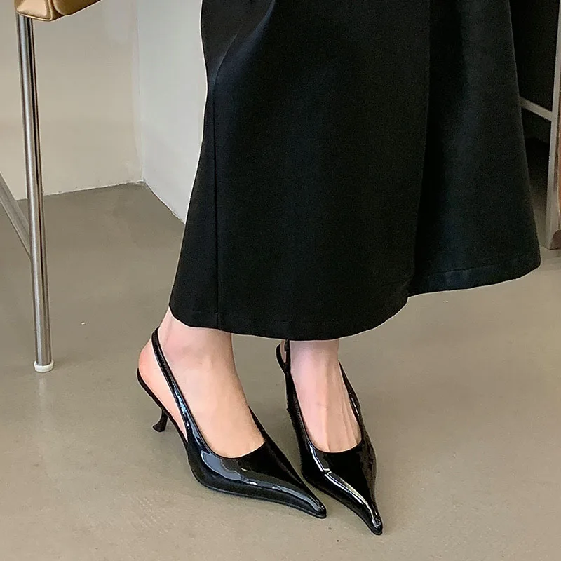 

Модные туфли-лодочки на шпильке, женские туфли-слингбэки, босоножки для вечеринок и свадеб, дизайнерские туфли с острым носком на высоком каблуке для женщин